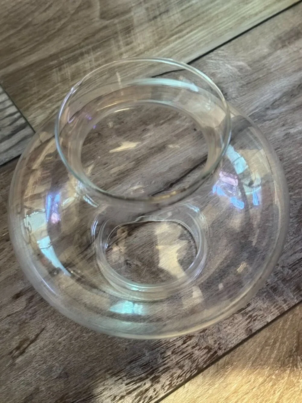 Clear Glass Hurricane Lamp Shade With Flared Top & Round Base